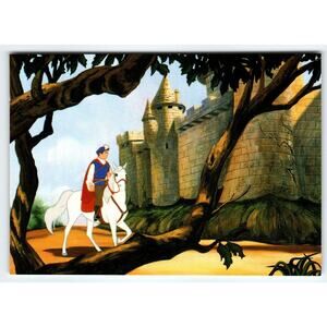 Prince On Horse Snow White And The Seven Dwarfs Disney Postcard Vintage Unused